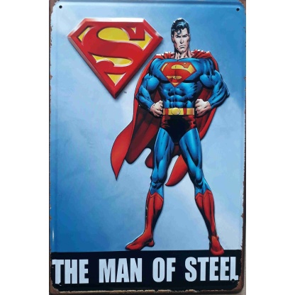 Superman. The man of steel. embossed comics tin sign.
