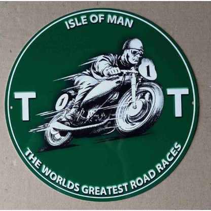 Isle of Man TT motor cycle racing UK aluminium sign