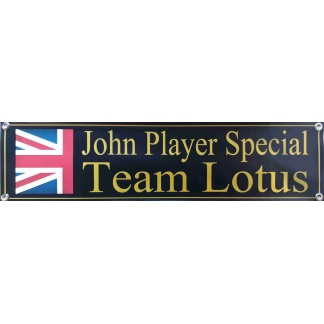 John Player Special Team Lotus. 550 GSM waterproof pvc banner from England.