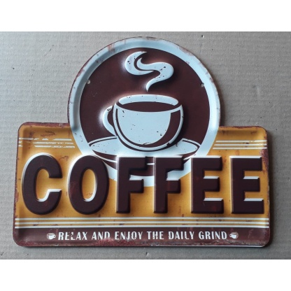 Coffee vintage style embossed metal sign.