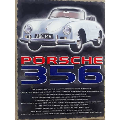 Porsche 356 metal sign.