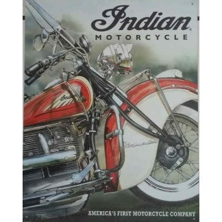 Indian. America's first motor cycle company  distressed metal sign