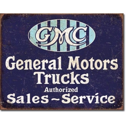 GMC trucks, authorized sales and service metal sign