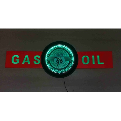 Route 66 gas/oil illuminated, multi color clock.