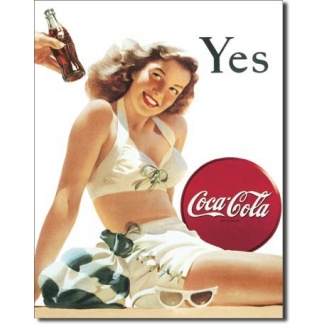 Coca-Cola yes white suit metal sign