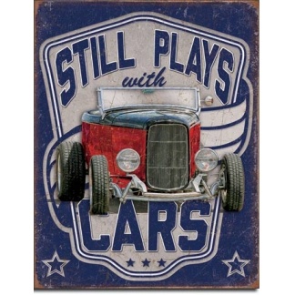Still plays with cars, garage vintage style metal sign