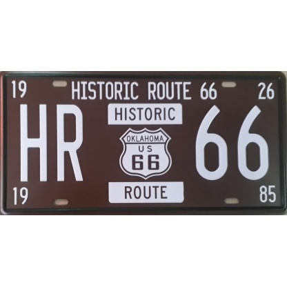 Historic Route 66 Oklahoma  embossed license plate metal sign.
