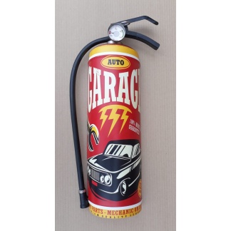 Auto garage fire extinguisher, metal garage / wall decor.