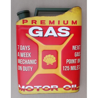 Premium gas motor oil metal garage / wall decor.