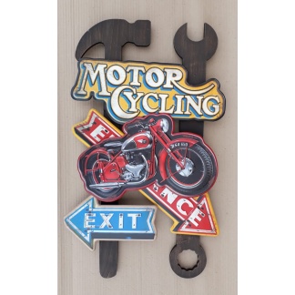 Motorcycling entrance and exit board. Garage / wall decor.