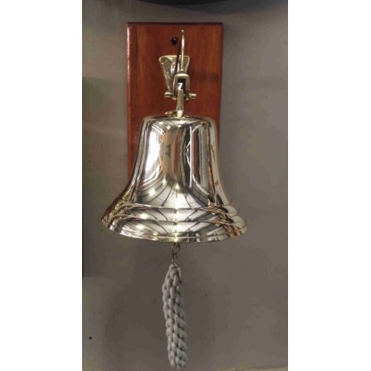 Brass bell 16cm with wood backing