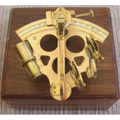 Sextant, solid brass in Rosewood case