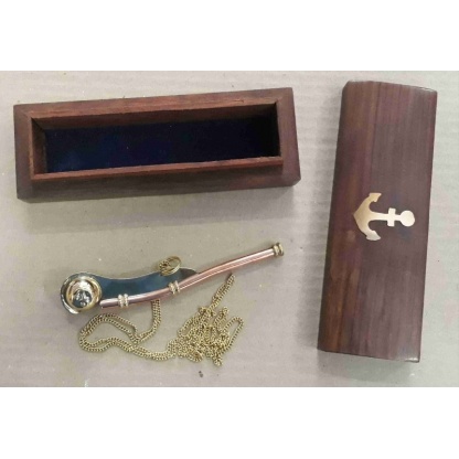 Nautical Boatswain Whistle in a wooden box