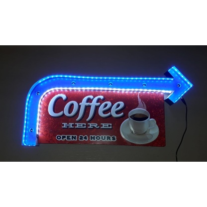 Coffee illuminated metal sign