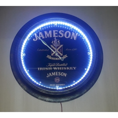 Jameson illuminated clock. 62cm diameter.
