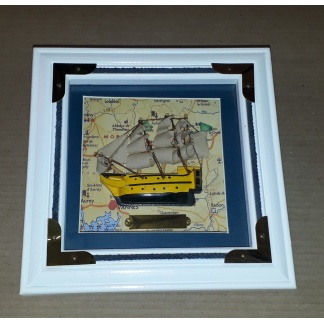 H.M.S Victory model ship in a boxed frame