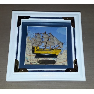 H.M.S Victory model ship in a boxed frame