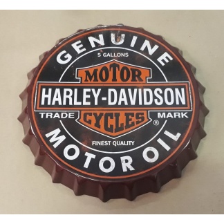 Harley-Davidson motor oil bottle cap metal sign.