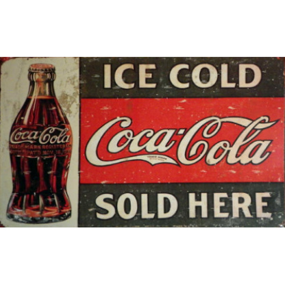 Ice cold coca-cola distressed metal sign