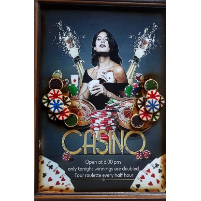 Casino lady wooden wall plaque