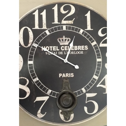 Hotel celebres. Paris clock. 58cm diameter.