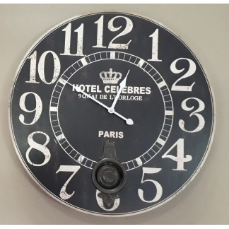 Hotel celebres. Paris clock. 58cm diameter.