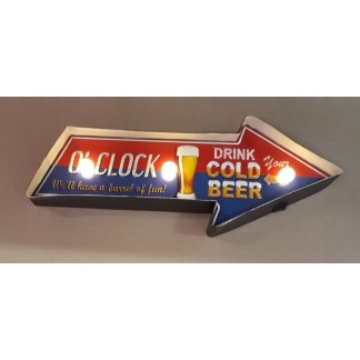 Drink cold beer, bar metal retro light sign. (Battery powered)