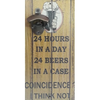 Beer 24 hours in a day wall plaque/beer Bottle cap opener.