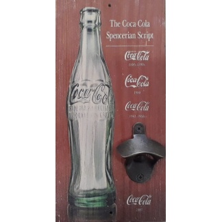 Coca-cola spencerian script wall plaque/beer Bottle cap opener.