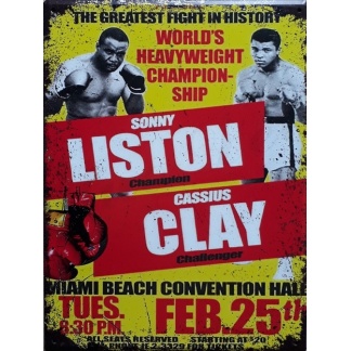 Sonny Liston vs Cassius Clay. Boxing metal sign