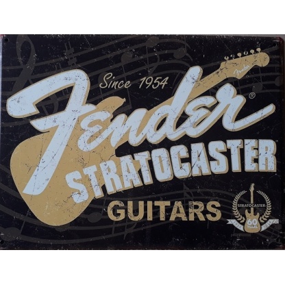 Fender stratocaster guitars tin sign