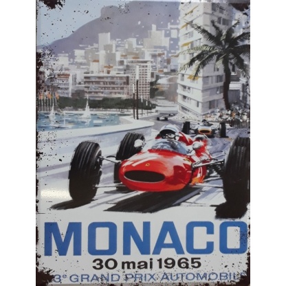 Monaco racing metal sign