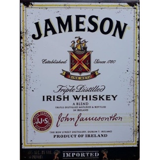 Jameson Irish Whiskey vintage style metal sign.