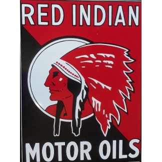 Red Indian motor oils garage metal sign