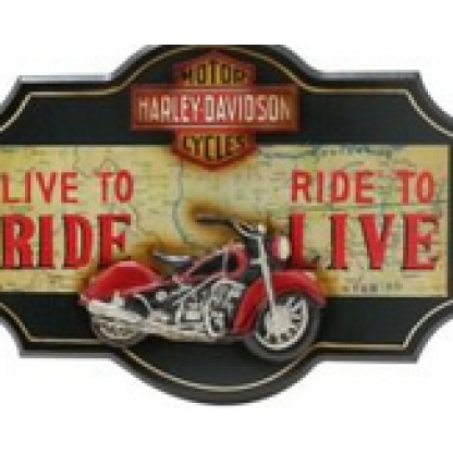 Harley-Davidson. Live to ride wall plaque. 60 x 40cm.
