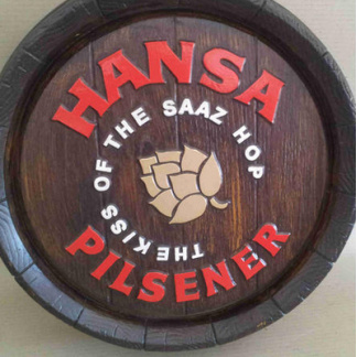 Hansa Pilsner large barrel end. 46cm diameter.