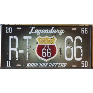 Legendary Route 66 Metal License Plate