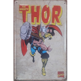 The Mighty Thor Embossed Metal Sign.