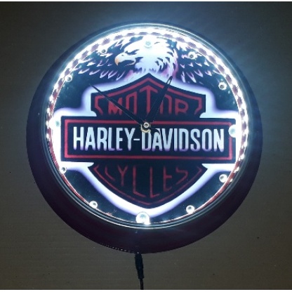 Harley Davidson Illuminated Metal Clock 31cm Diameter