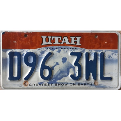 Utah Used genuine license plate.