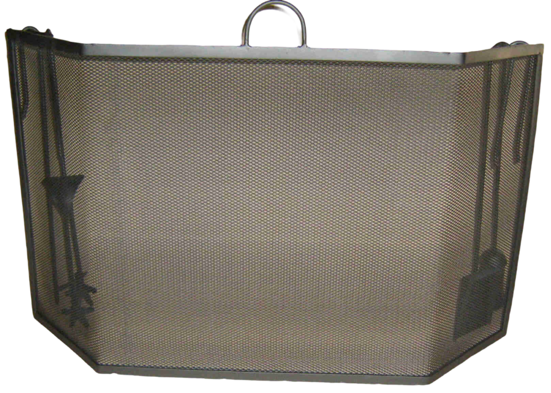 EASY SHOPPING Cairngorm Cast Iron Fireplace Screen – Free Standing Rounded Spark Guard – Black – 53cm X 50cm X 17cm