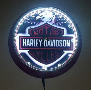 Harley Davidson Illuminated Metal Clock 31cm Diameter
