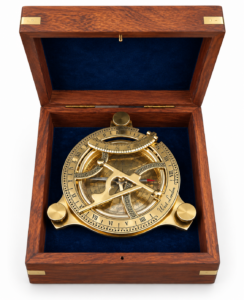 Sundial Compass In Wood Box