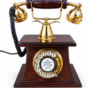 Decorative Vintage Wood & Brass Telephone