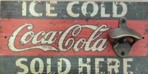 Ice Cold Coca-Cola Sold Here Wall Plaque/ Beer Bottle Cap Opener
