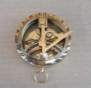 Pocket Sundial Compass Brass Antique Finish 5cm Diameter