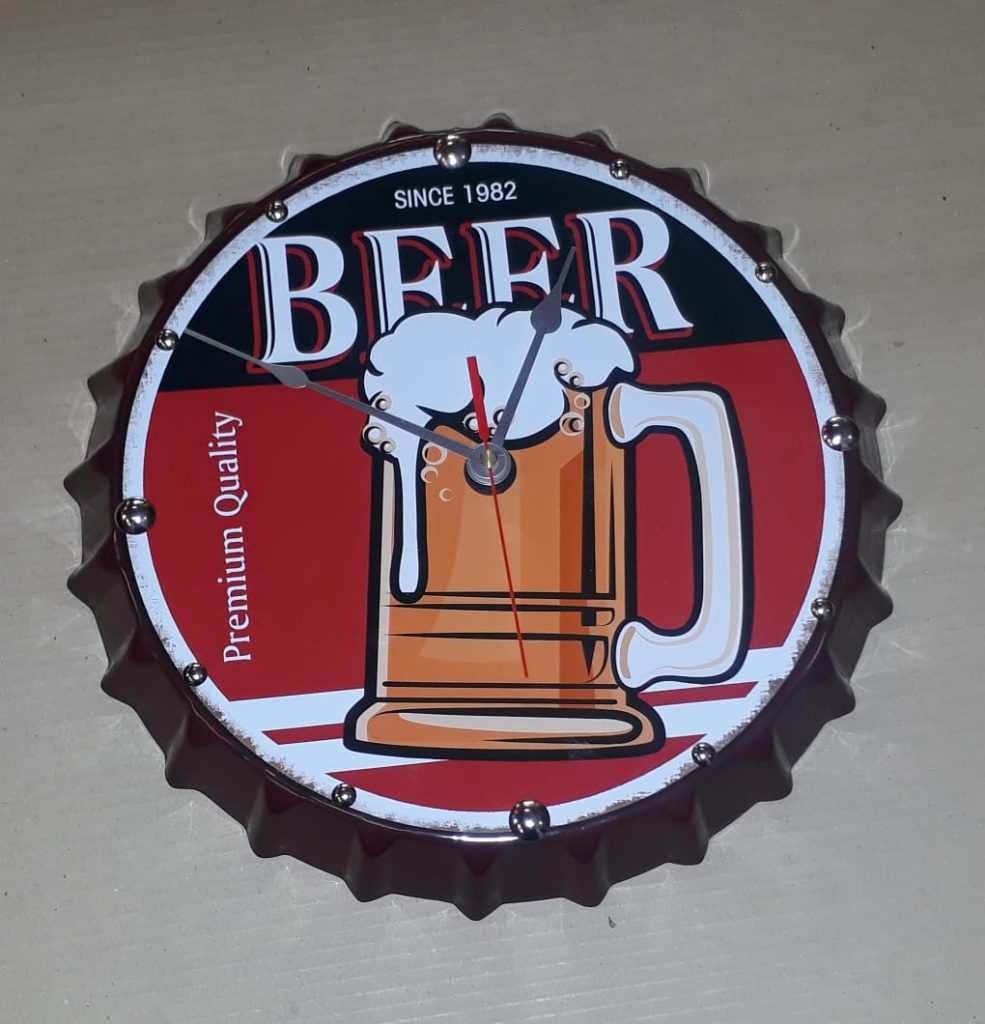 Beer Bottle Cap Metal Clock - Johnnie Blue Décor & Accessories