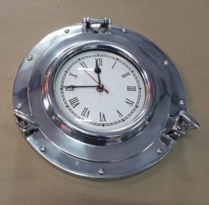Porthole Silver Clock