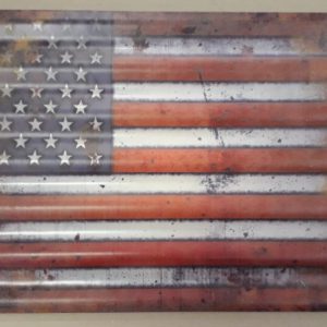 USA Flag Used Corrugated Metal Sign
